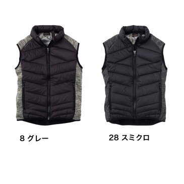 EVENRIVER イーブンリバー 防寒着 R-155 ハイブリッドファイバーダウン ベスト 秋冬 M 〜 3L | 上着 アウター スリム 防寒 保温 軽量 ダウン ニット 異素材 黒 グレー M L LL 3L 大きいサイズ