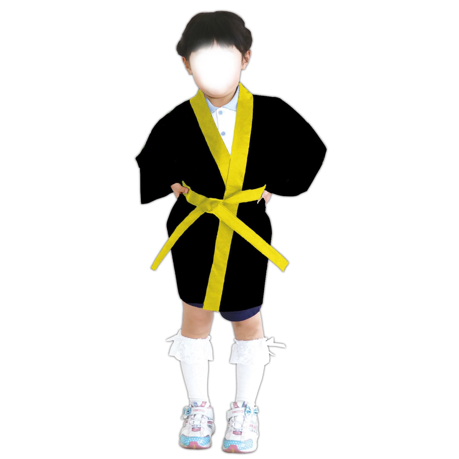 カラー不織布ハッヒ゜ 子供用 J 黒(黄襟)