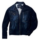 【売り切り・セール品】【寅壱】 デニム蛇腹ライダースジャンパー メンズデニムジャケット作業服、作業着などのワークウェアとしてだけでなく、アウトドア、カジュアルウ...