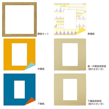 【送料無料】ORI柄フレーム 154 ポストカード 台形 幾何学×Y(黄) 額装 キット