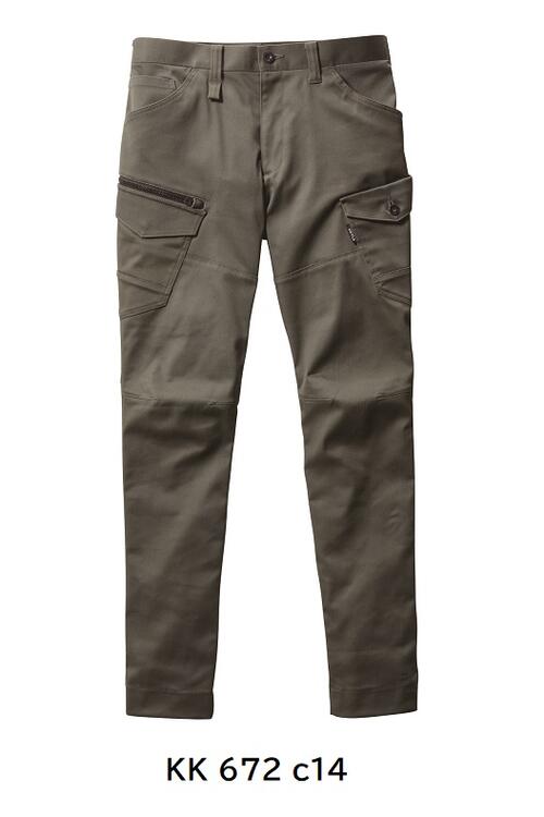 ストレッチ テーパードシルエット カーゴパンツ 672 SS-8L全5色 ポリエステル65%綿33%ポリウレタン2%バートル 秋冬物 2023-24AW 新商品