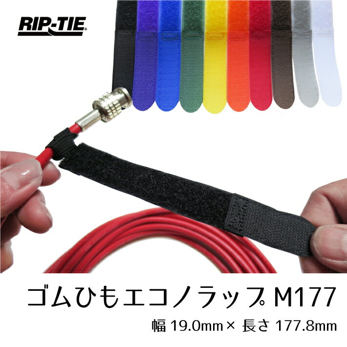 楽天WORKBEEリップタイ ゴムひもエコノラップ M177mm100本パック 《幅19mm×長さ177mm》