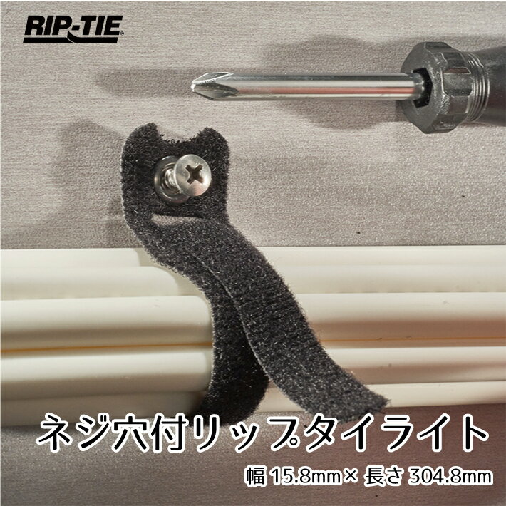 結束バンド マジックテープ 配線 ネジ穴付き リップタイライト 幅15mm×長さ304mm 10本巻 X-12-1PL