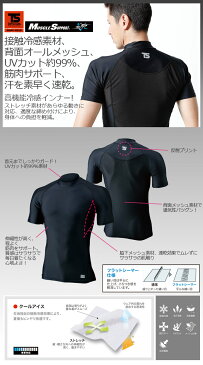 【1枚までネコポス可】クールコンプレッション 半袖 クールアイス マッスルサポート アンダーシャツ TS DESIGN 藤和 接触冷感 UVカット シャツ インナー 春夏用 TOWA 841551