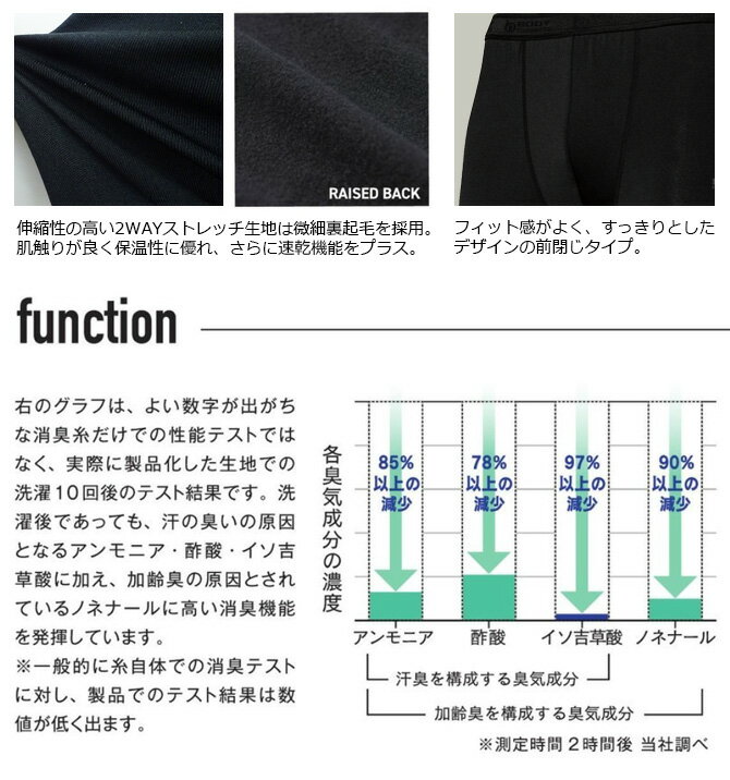 【1点までネコポス可】ホットコンプレッション BTパワーストレッチ サーモデオ ロングタイツ BODY TOUGHNESS(ボディタフネス) JW-274 おたふく手袋 メンズ 秋冬 ストレッチ 紫外線軽減 保温 吸汗 速乾 全面消臭 微細裏起毛 インナー 作業服