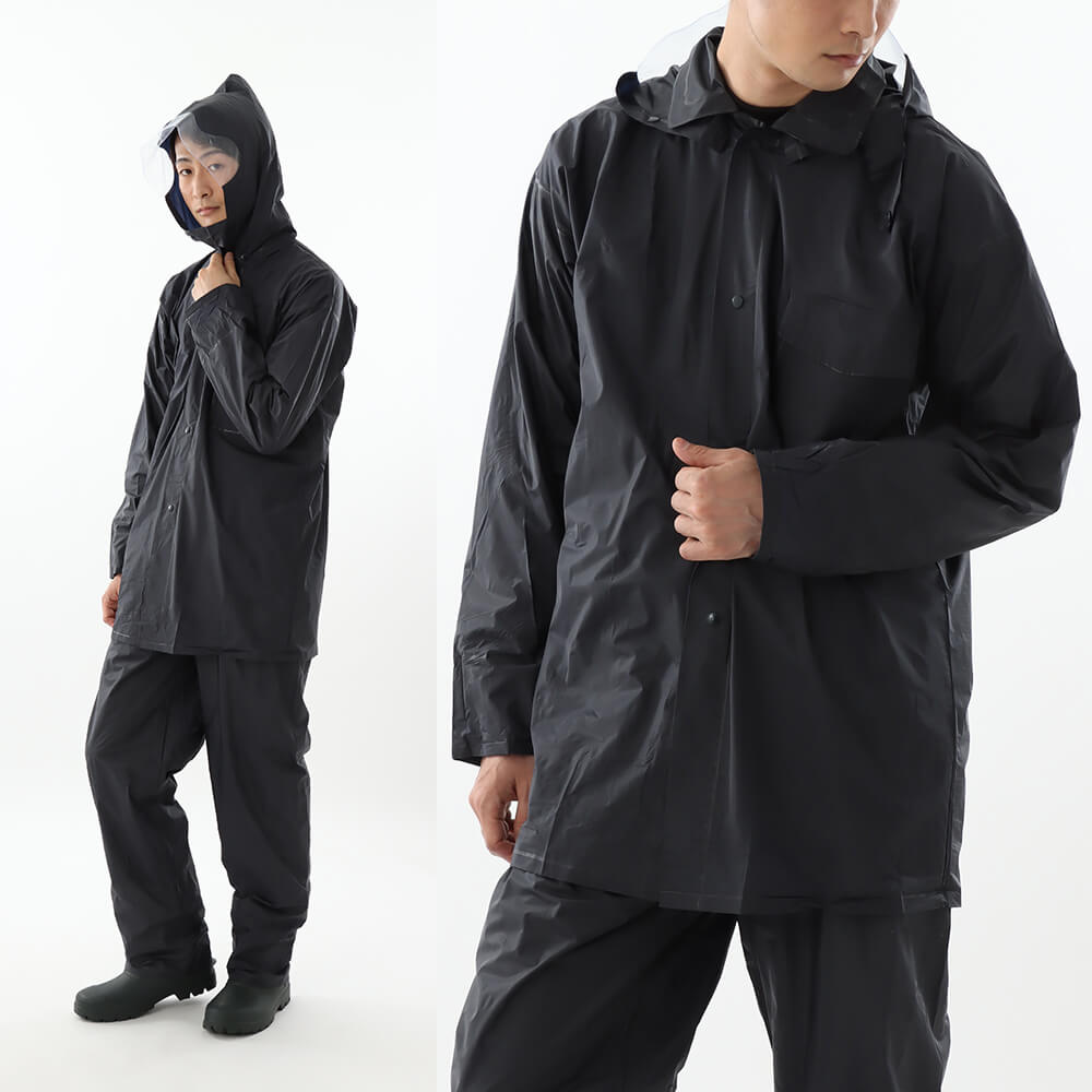 レインウェア 上下 作業 安い シンプル メンズ 合羽 PVC 作業用 激安 カッパ 作業 工事 農作業仕事 通勤 通学 雨具 定番 シンプル 1800 レインワーク