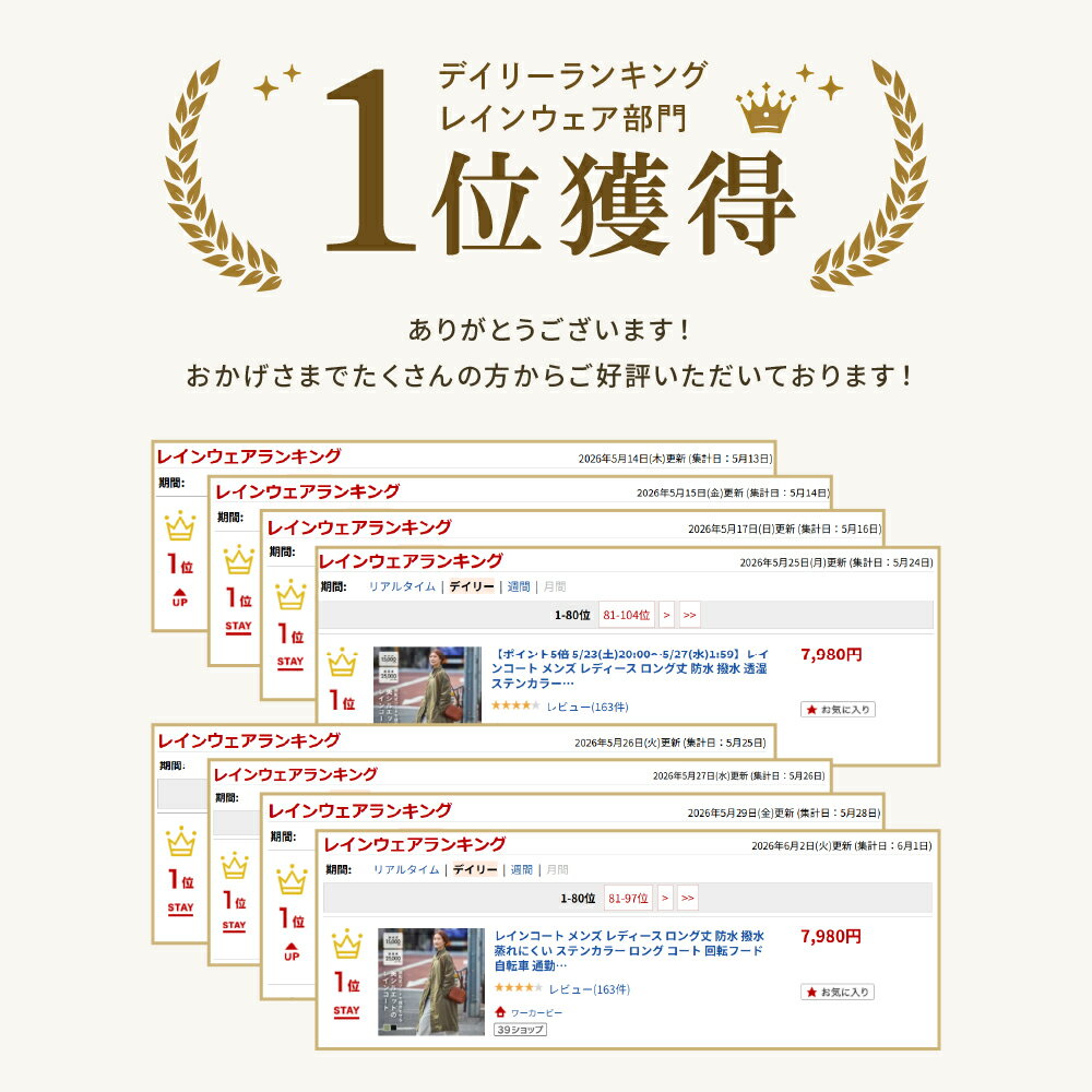 レインコート メンズ レディース ロング丈 防水 撥水 蒸れにくい ステンカラー ロング コート 回転フード 自転車 通勤 通学 レインウェア ビジネス おしゃれ 軽い 透湿 雨具 自転車用レインコート スプリングコート AH-300 3レイヤーステンカラーコート