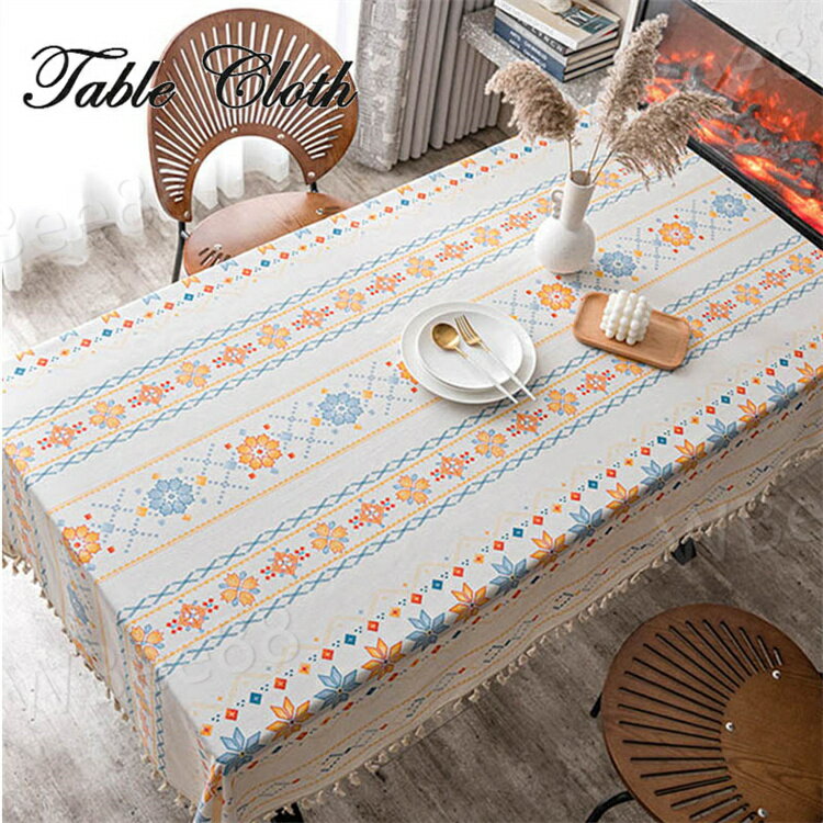 テーブルクロス ビニール デスクマット TPU ボヘミアン風 防水防油 滑り止め テーブルカバー デスクマット かわいい 綿麻 マルチカバー 正方形 長方形 汚れ防止 より上質 家庭用 お手入れ簡単 飾り