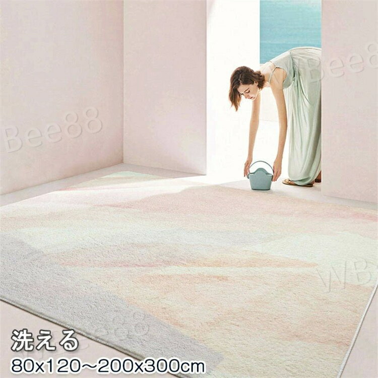 樂天商城 - ラグ 洗える ラグ 200x300cm カーペット 80x120cm ラグマット おしゃれ 北欧 ラグ オールシーズン ウォッシャブル 床暖房対応 じゅうたん 滑り止め 大判 耐磨 ふわふわ 高級感 寝室 雰囲気 子供部屋 高密度 シンプル リビング ホットカーペット対応 通年 新生活
