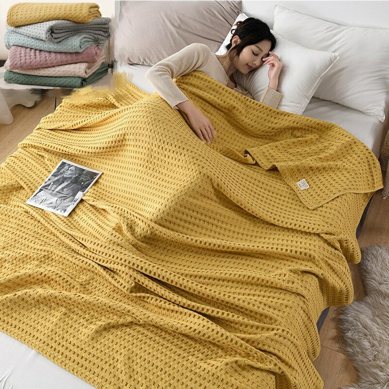 ワッフルケットタオルケット 綿100％ じっくり織り上げたワッフルケット ブランケット ワイドダブル クイーン キング 200x230cm 肌に優しい 通気性良い 肌掛け お昼寝 冷房対策 春 夏用