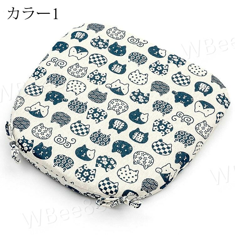 チェアパッド マット 40*42cm フロアクッション 座布団 おしゃれ 馬蹄形 綿麻 クッション 紐付き チェアマット 低反発 椅子用 ひも付き ダイニングチェア用 シートクッション 蒲団 畳 和室 リビング 寝室 洗える 厚手 通気性 滑り止め 床暖房対応 13色