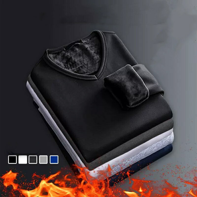 裏起毛 肌着 インナー tシャツ 長袖 メンズ Vネック Uネック 春 秋 冬 カットソー ラウンドネック 丸首 アンダーシャツ 防寒着 防寒 厚手 発熱 スリム 細身 大きいサイズ M-6L