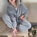 パジャマ モコモコルームウェア レディース 秋冬 長袖 パジャマ 可愛い フランネルルームウェア 暖かい スウェット上下セット 2点セット 厚手 部屋着 ゆったり ホワイトデー プレゼント 母の日