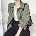 ベージュ カーキ 綿 無地 ゆったり 秋 春 大人可愛い シンプル きれいめ カジュアル 流行 可愛い レディース 長袖 アウター パー(4)