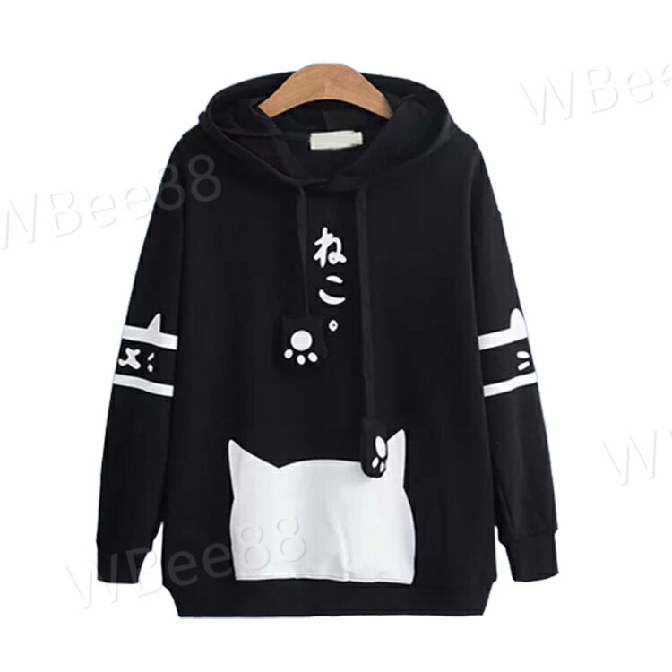 ねこ 猫柄 プルオーバー 大きいサイズ 春 薄手 プルオーバーパーカー フード付き 可愛い 長袖 トップス 白 レディース 夏 秋 冬 ネコ 肉球 ルームウェア カジュアル パーカー ゆったり 体型カバー 黒 猫耳