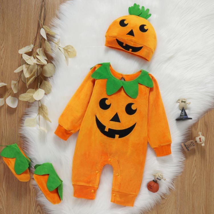 新作 ハロウィン 4点セット ハロウィン衣装 コスチューム 0-2歳 おしゃれ 子供用 コスプレ ロンパース 帽子 靴 綿 ハロウィン 赤ちゃん ベビー仮装 プレゼント 出産祝い 誕生日 ギフト