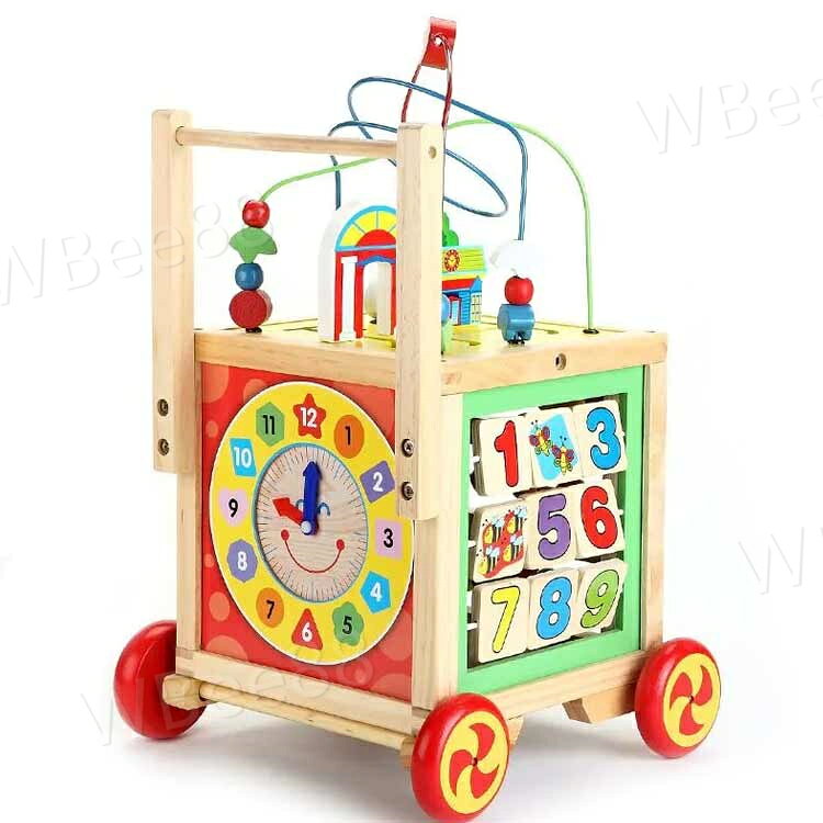WBee88のパズル 木 あそび箱 手押し車 多機能 知育玩具 数字合わせ 迷路あそび ベビーファーストウォーカー 1歳 形合わせ 2歳 ルーピングコースター ビーズコースター 1歳半 歩行器 お誕生日プレゼント 動物 おもちゃ｜アングル2