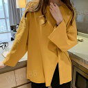 Tシャツ 長袖 レディース カットソー ゆったり ロングTシャツ トップス 体型カバー カジュアル 無地 スリット入り 春秋物 お洒落 リラックス感 部屋着|詳細画像
