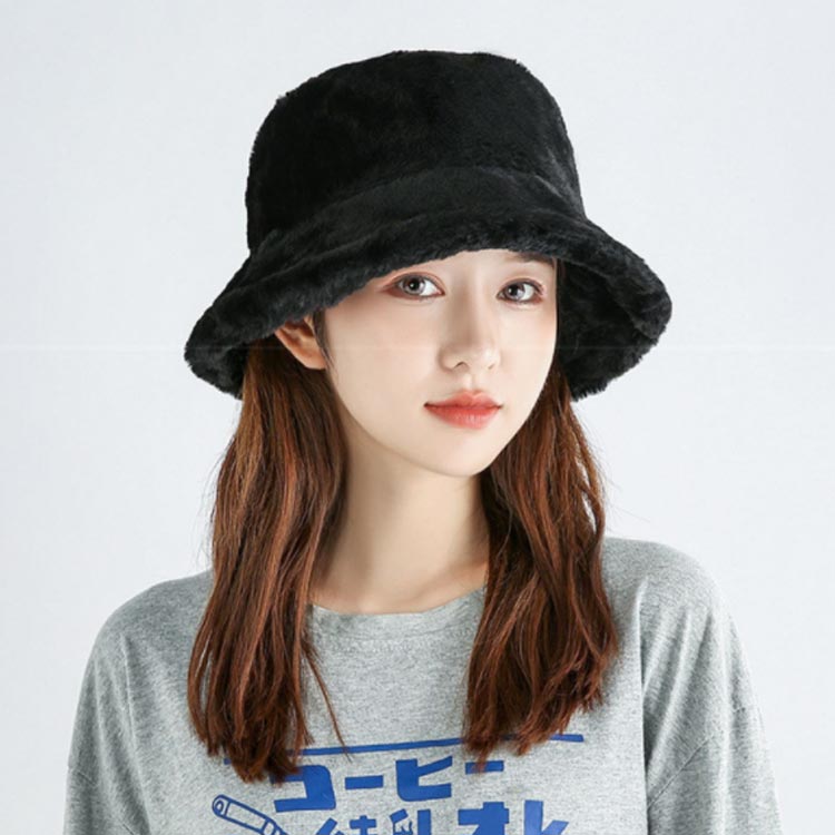 レディース 小顔効果 おしゃれ バケットハット バケハ 秋冬 無地 ふわふわ ハット 帽子 洗える 大きいサイズ バケットハット 防寒 韓国 ファッション 深め シンプル 保温 エコファー フェイクファー 高見え 暖かい 可愛い トレンド(4)
