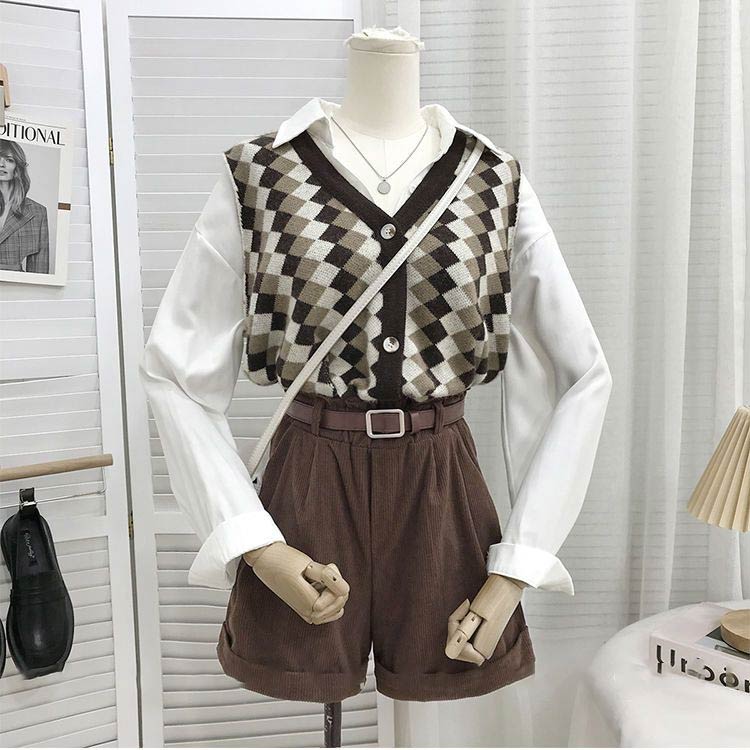 膝上 コーデュロイ パンツ レディース 短パン ハイウエスト ハーフパンツ キュロットパンツ ロールアップ ショートパンツ ボトムス 秋冬 30代 シンプル 上品 きれいめ 春 秋 冬 20代 ポケット