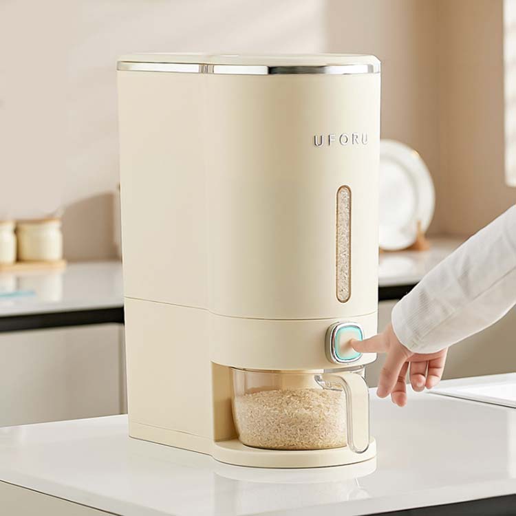 5kg ボタン押しタイプ 米びつ お米入れ 米櫃 大容量 ふた付き 計量 ライスストッカー スリム 残量見える 密閉 残量見える 計量カップ付き お米ケース 米びつ 10kg 防湿 キッチン収納 保存容器 米びつケース こめびつ 台所