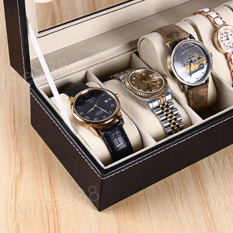 時計ケース 腕時計ケース 6本収納 腕時計収納ボックス ケース プレゼント 保管 収納ケース レザー調 ブラック ディスプレイ インテリア コレクション 腕時計ボックス ウォッチケース ボックス メンズ レディース おしゃれ レザー