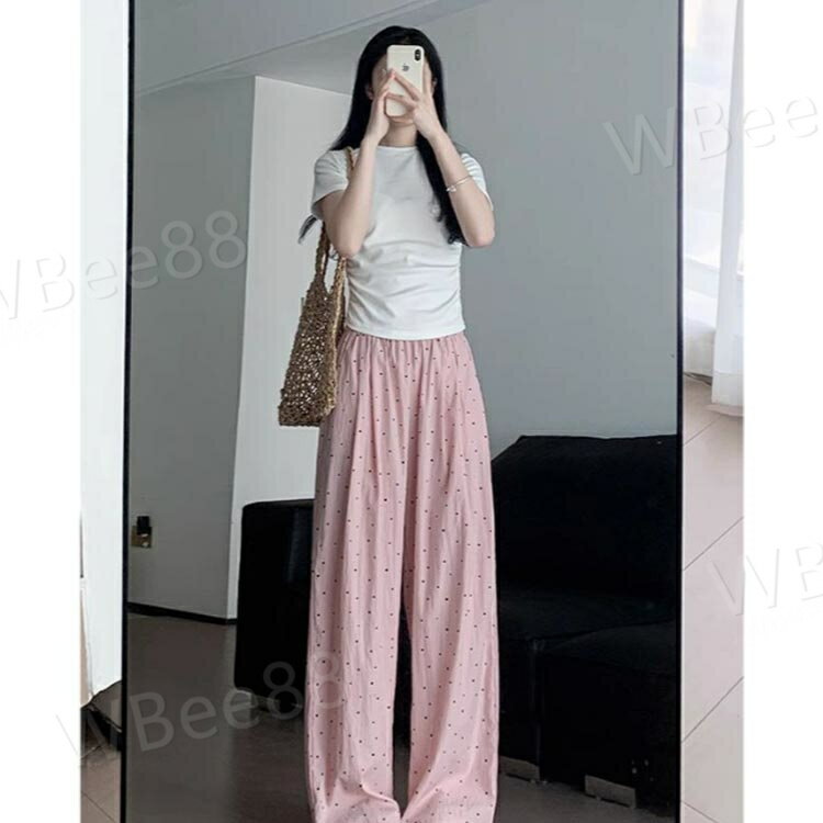 COOL リラックス アイスシルクパンツ 柄物 通気性 冷感素材 レディース スウェットパンツ 接触冷感 涼感 春 速乾 レディース 冷感パンツ 夏 涼しい 薄手 通気性 ひんやり 冷感 パンツ ワイド ウエストゴム ルームウェア ワイドパンツ