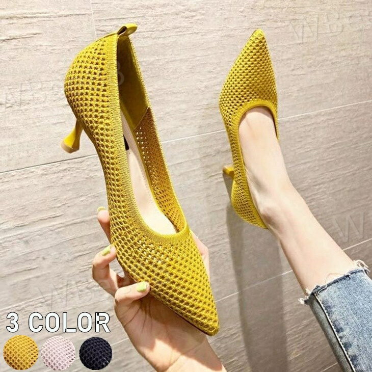 樂天商城 - オシャレ お出かけ 通勤 きれいめ カジュアル ヒール 7cm 5cm パンプス メッシュ ハイヒール レディース