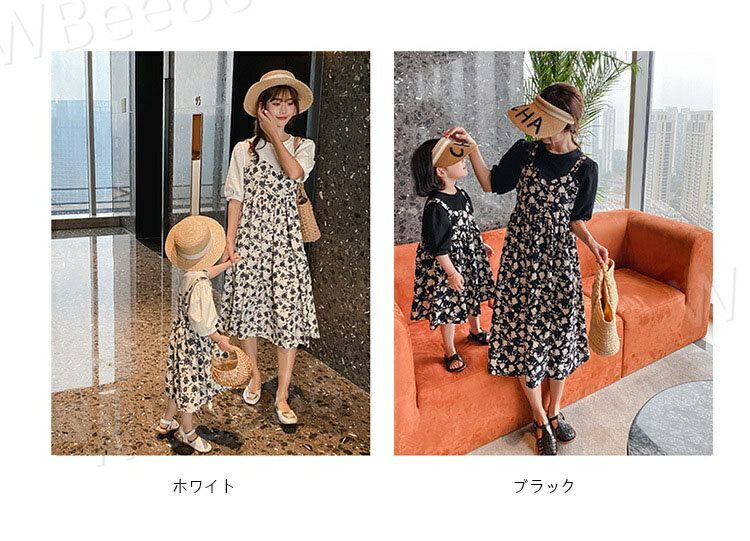 親子ペアルック ワンピース リンクコーデ 親子服 親子コーデ お揃い 花柄ワンピー...