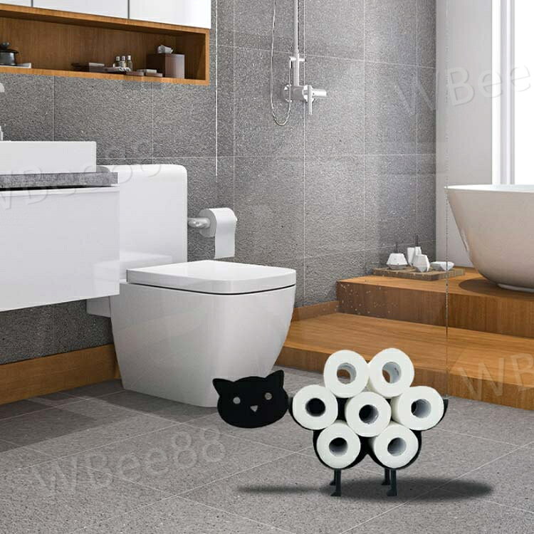 WBee88のペーパーストッカー 収納 トイレ ストッカー トイレットペーパーホルダー 自立式 トイレットペーパーラック トイレットペーパー 収納ラック 猫 ネコ ストッカー ペーパーホルダー アニマル ねこ プレゼント かわいい 雑貨 トイレットペーパー｜アングル2