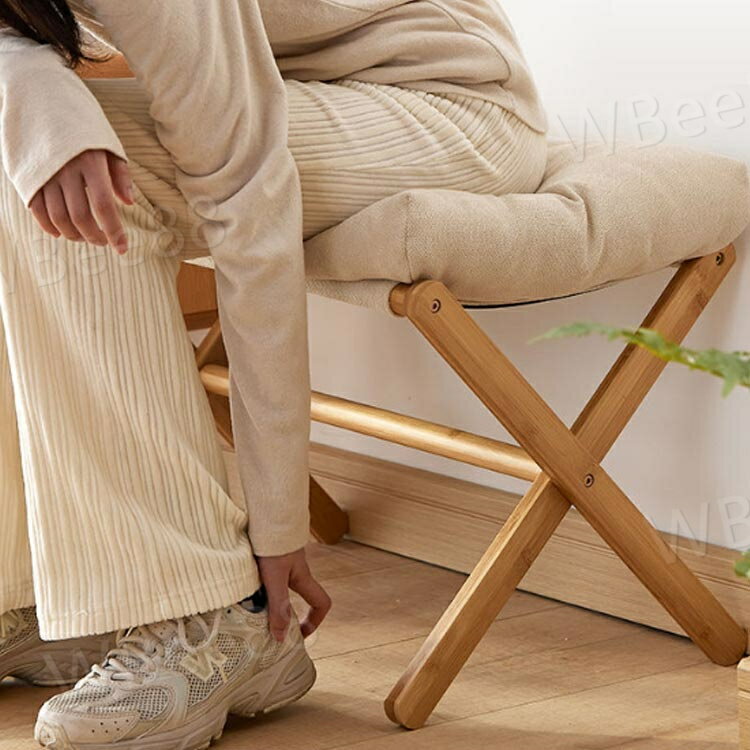 リビング オットマン 足台 スツール 1人掛け 足置き 足置き台 シンプル クッション付き いす 折りたたみ ソファスツール 椅子 北欧 イス 極厚 天然木 フットスツール おしゃれ 玄関 ソファ 竹製 脚置き 腰かけ 折り畳み式 軽量 足のせ椅子 オットマン 3