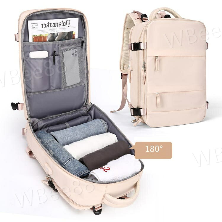リュック 大きく開くリュック 35L 180度に開く 出張 バックパック 大容量 USBポート レディース ビジネスリュック 機内持ち込み可能 パソコン スクエア リュックサック 防水 旅行バッグ かばん トラベル ジム 鞄 かばん メンズ キャンプ 防災 アウトドア 軽い バッグ workerbee88-10018589 WBee88 サンプル画像2
