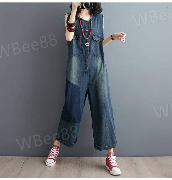 おしゃれ カジュアル 大きいサイズ 着痩せ 秋 春 ワイドパンツ パンツ デニム パンツ サロペット レディース オールインワン