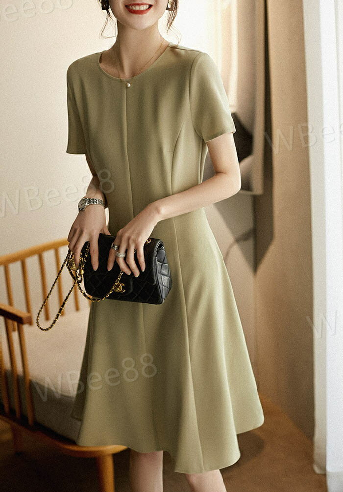 カジュアル シンプル オシャレ ひざ丈 ショート丈 ゆったり ドレス 大きいサイズ 半袖 Aライン 膝丈 春 秋 夏 レディース
