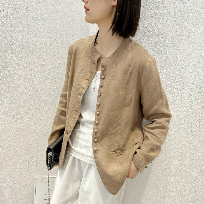 Linen, Hemp - 大きいサイズ リネンカーディガン サマーアウター アウター リネン コットン 綿麻 春夏 薄手 レディース ジャケット リネン