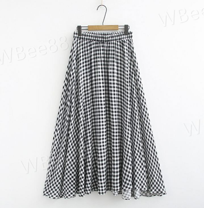 スカート レディーススカート ロングスカート チェック ギンガムチェック ウエストゴム 可愛い 女性 婦人 レディース おしゃれ カジュアル XL 2XL 3XL(4.0)