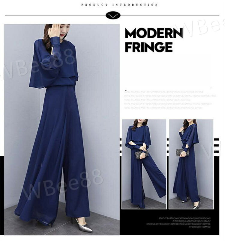 お呼ばれ 結婚式 シフォンパンツスーツ 春秋ワイドパンツ レディースパンツドレス 春秋パンツスーツ レディースセットアップ