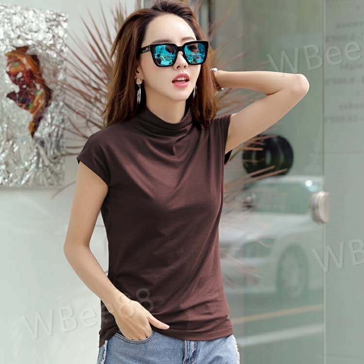カットソー レディース ノースリーブ Tシャツ フレンチスリーブ ハイネック 紫外線対策 UVカット 夏 秋 春 タートルネック 無地tシャツ tシャツ トップス 大きいサイズ ストレッチ シンプル 大人女性 通勤 きれいめ 着?せ ギフト プレゼント