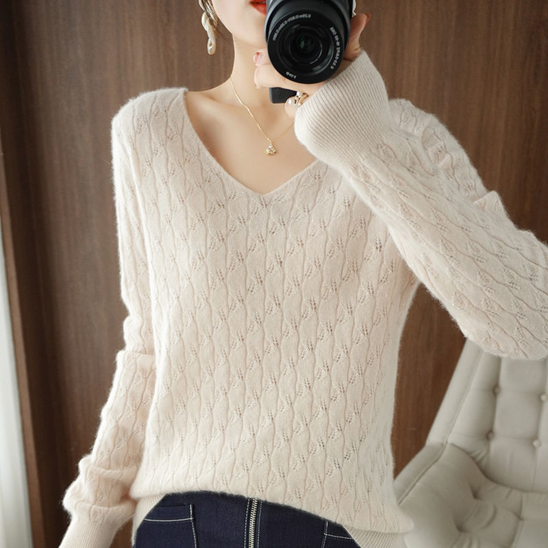 V-Neck - インナーセーター レディース 秋冬 長袖 Vネック 大きサイズ ゆったり セーター ニット トップス ショート丈 ニットソー ニットセーター 無地 体型カバー ゆったり カジュアル 大人 シンプル 防寒対策 インナーウエア