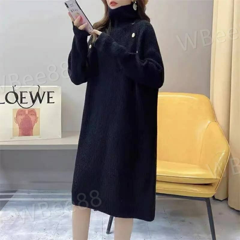 大きサイズ ロングワンピース インナーワンピース ハイネック レディース セーターワンピース 秋冬 ゆったり 長袖 ニットワンピース 無地 インナーウエア シンプル カジュアル お洒落 おでかけ