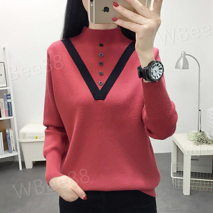 Turtleneck - セーター レディース ニットセーター ショート丈 長袖 大きサイズ インナーセーター ゆったり インナーウエア ニット チュニック トップス 秋冬 ハイネック ニットソー 無地 体型カバー ゆったり カジュアル 大人 シンプル 防寒対策