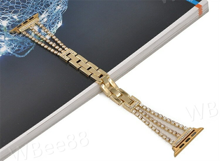 40 38 45mm 44 42 ラインストーン 3連 互換バンド 付け替え アップルウォッチ用 チェーンベルト watch用 apple 腕時計用ベルト