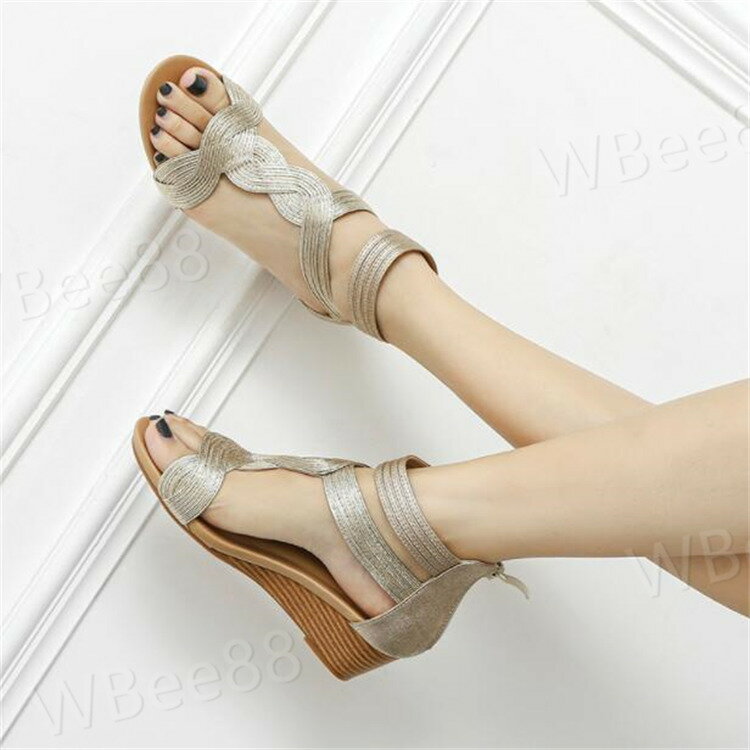 リゾート プール 歩きやすい 痛くない 厚底 ウェッジサンダル ジュートサンダル 5cmヒール レディース