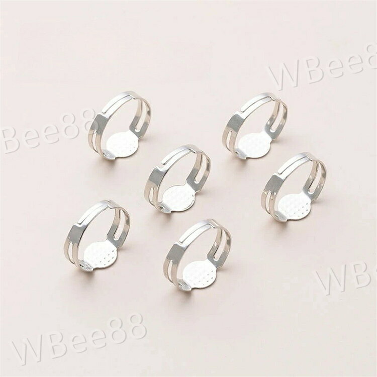 WBee88のリングパーツ 指輪台座 10個セット 指輪パーツ 石座 平皿 リング台 アクセサリーパーツ 金属パーツ 手芸 ハンドメイド ハンドクラフト 手作り DIY オリジナル サイズ調節可能｜アングル2