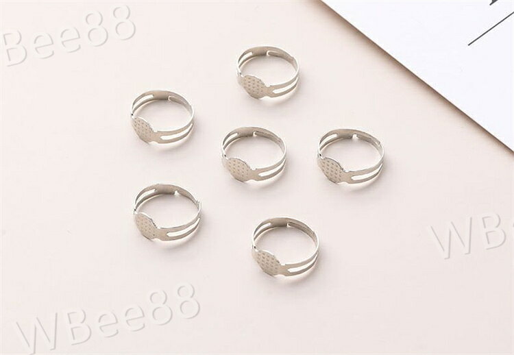 WBee88のリングパーツ 指輪台座 10個セット 指輪パーツ 石座 平皿 リング台 アクセサリーパーツ 金属パーツ 手芸 ハンドメイド ハンドクラフト 手作り DIY オリジナル サイズ調節可能｜アングル3