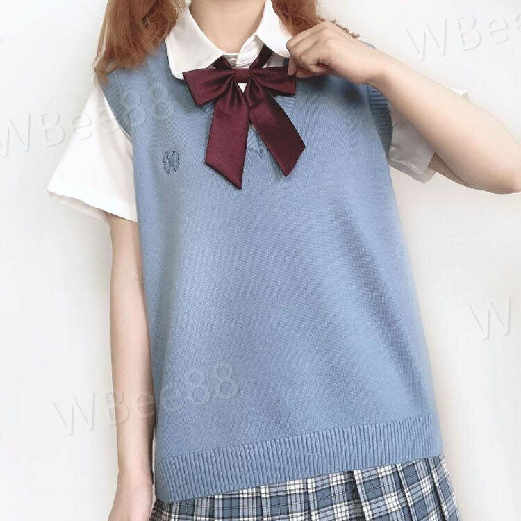 学生 スクールベスト 冬 秋 夏 学生服 女子 ニット 春 刺? 無地 Vネック 夏用 ニットベスト 通学 ベスト 制服 レディース 薄手