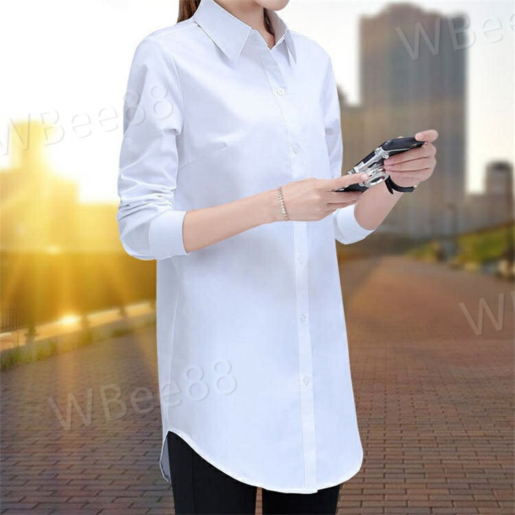 樂天商城 - 綿 コットン シャツブラウス チュニック ミディアム丈 ロング 長袖 冬 秋 夏 春 レディース シャツ 長袖シャツ ロングシャツ