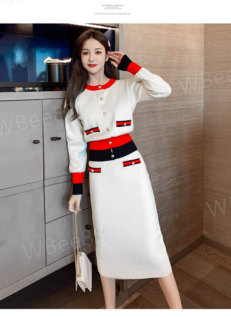 樂天商城 - 長袖 ラウンドネック クルーネック カーディガン 2点セット ツーピース 清楚 冬 秋 春 きれいめ レディース セットアップ