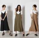 低身長 ワンピース レディース 秋 サロペット スカート キャミソールワンピース キャミワンピース マキシ丈