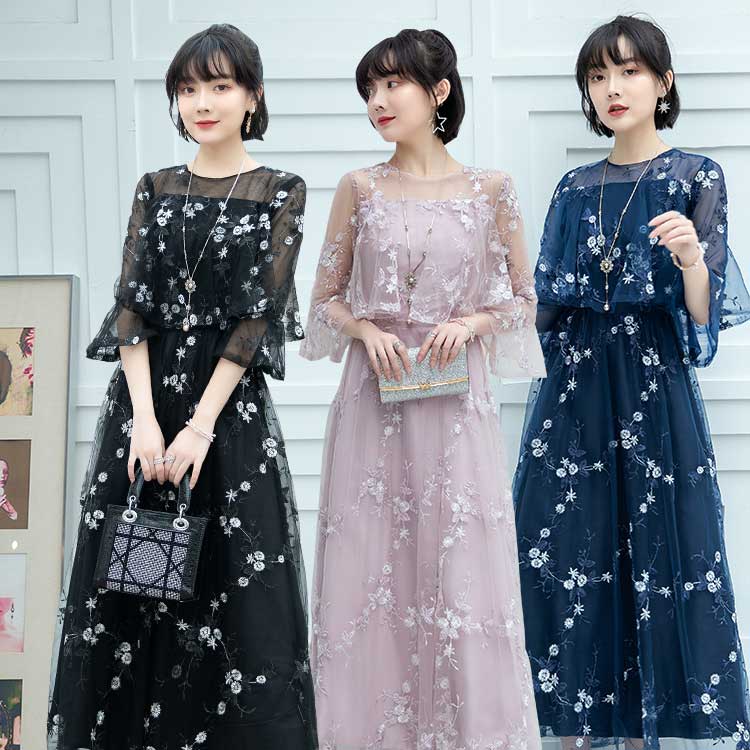 レディース 披露宴 かわいい ロング丈 おしゃれ 二次会 結婚式 可愛い おすすめ 結婚式ドレス 食事会 発表会 パーティードレス 個性的 謝恩会 お洒落 お呼ばれ 大人可愛い 人気 上品 Aライン ドレス レース お嬢様 マキシ ワンピース